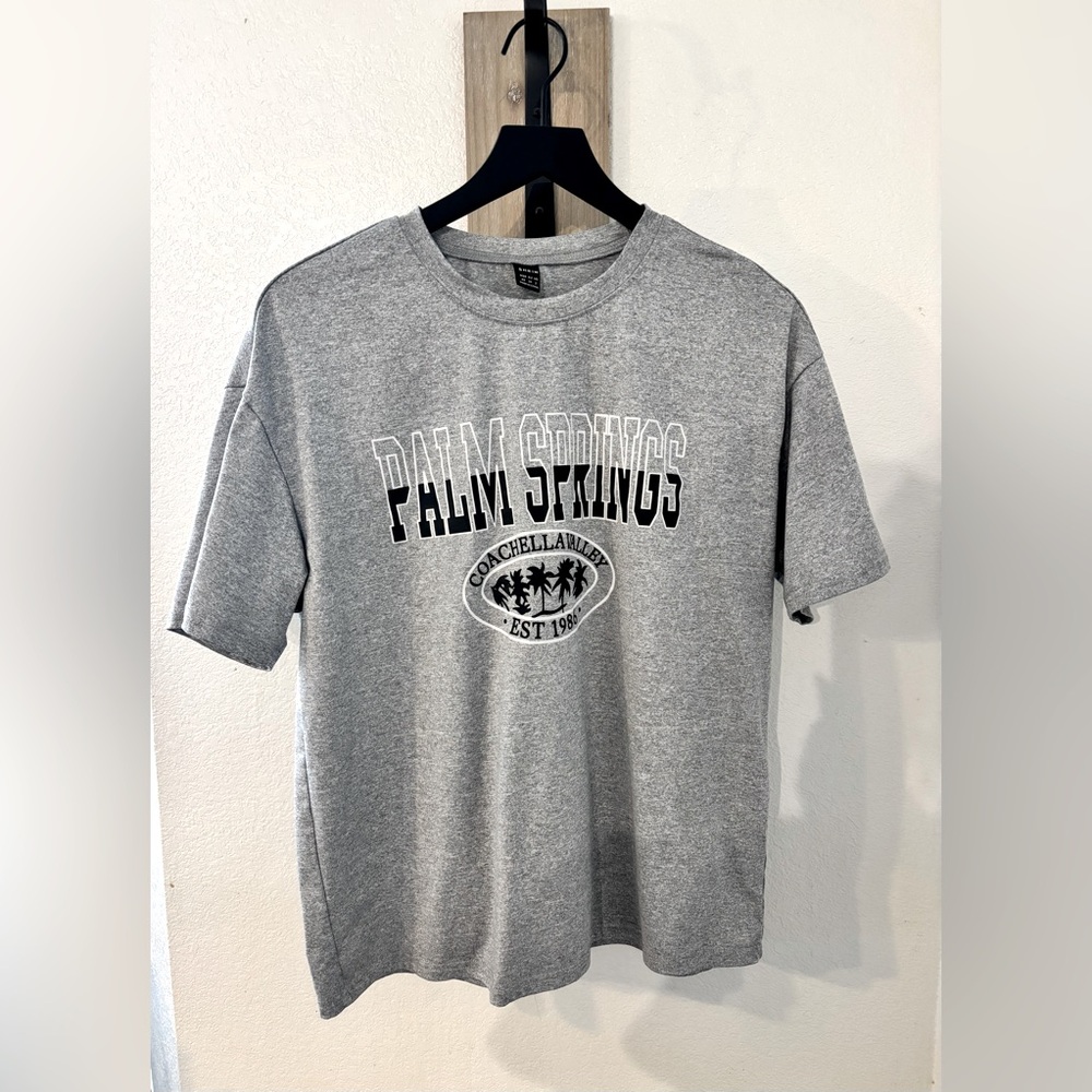 Gray Palm Springs Oversized Graphic T-Shirt